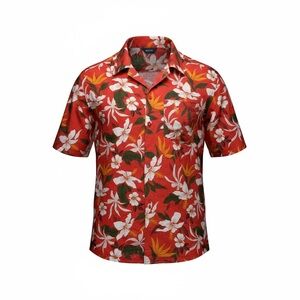 H&M Red Floral Short-Sleeve Button-Down Shirt